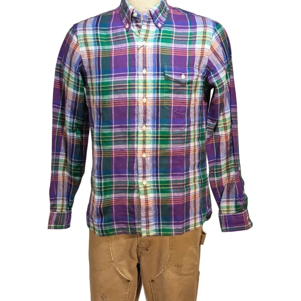 Polo Ralph Lauren Mens Linen Plaid Button Down Shirt Sz S Classic Fit NWT $185
